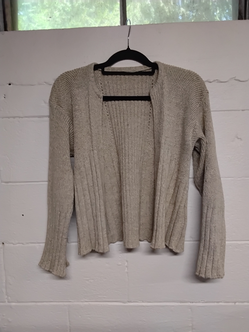 Cozy Open-Front Ribbed Cardigan Sweater in Light Beige Boston Proper